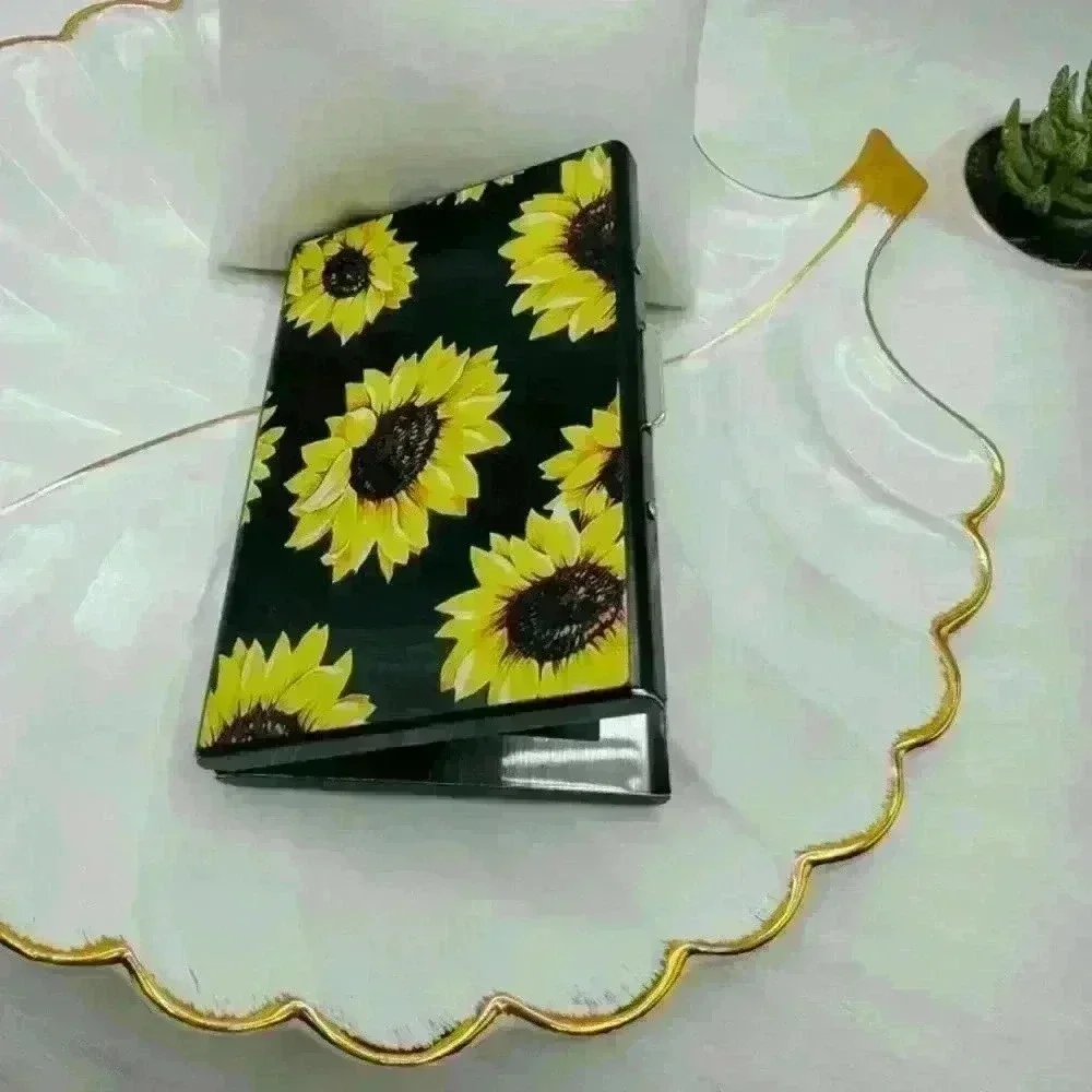 Sun flowers Metal Card Case in Black Base